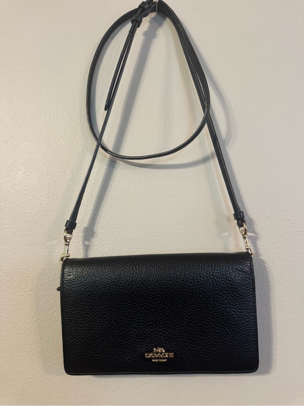 Coach Black Anna Pebbled Leather Crossbody Bag